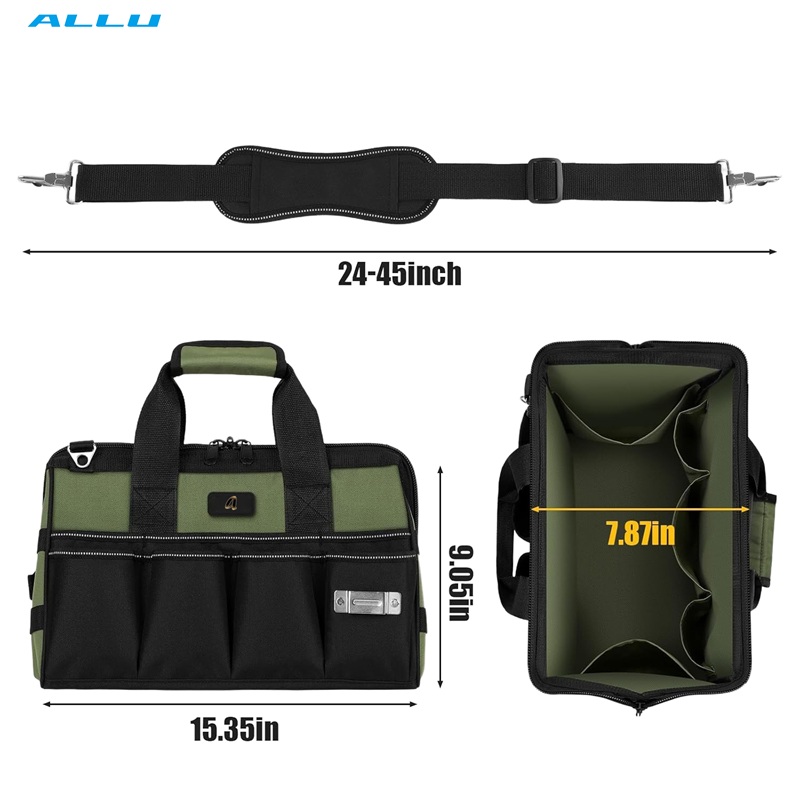 Factory Overall Pick Heavy-Duty Portable Tool Bag Waterproof Oxford Wide Mouth Multi-Purpose Work Organizer for Electrician - ALLU