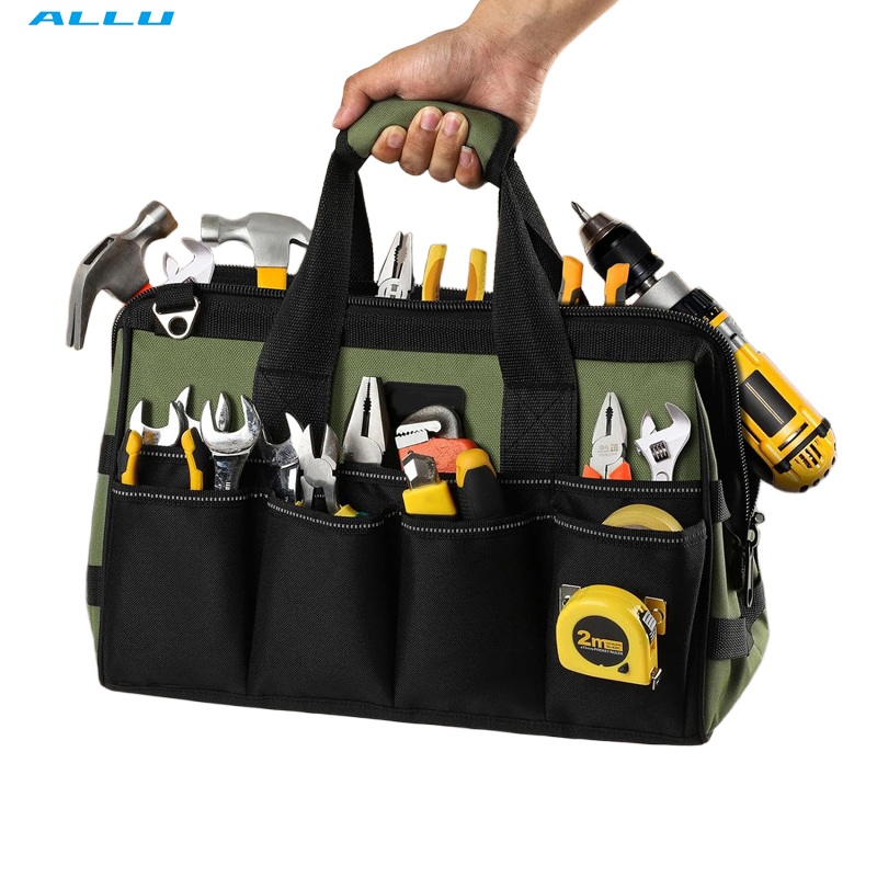 Factory Overall Pick Heavy-Duty Portable Tool Bag Waterproof Oxford Wide Mouth Multi-Purpose Work Organizer for Electrician - ALLU