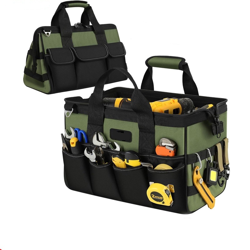Factory Overall Pick Heavy-Duty Portable Tool Bag Waterproof Oxford Wide Mouth Multi-Purpose Work Organizer for Electrician - UNEEDAL