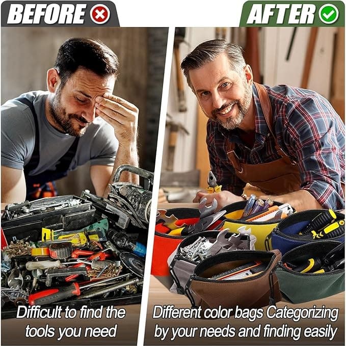 Custom Fashion Colors Durable 6 Pack Canvas Tool Kit Pouch for Electrican Automotive Repair Gardening Hairdressing Cosmetics Stationery and More - UNEEDAL